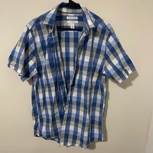 Casual Button Down Short Sleeve Plaid Shirt